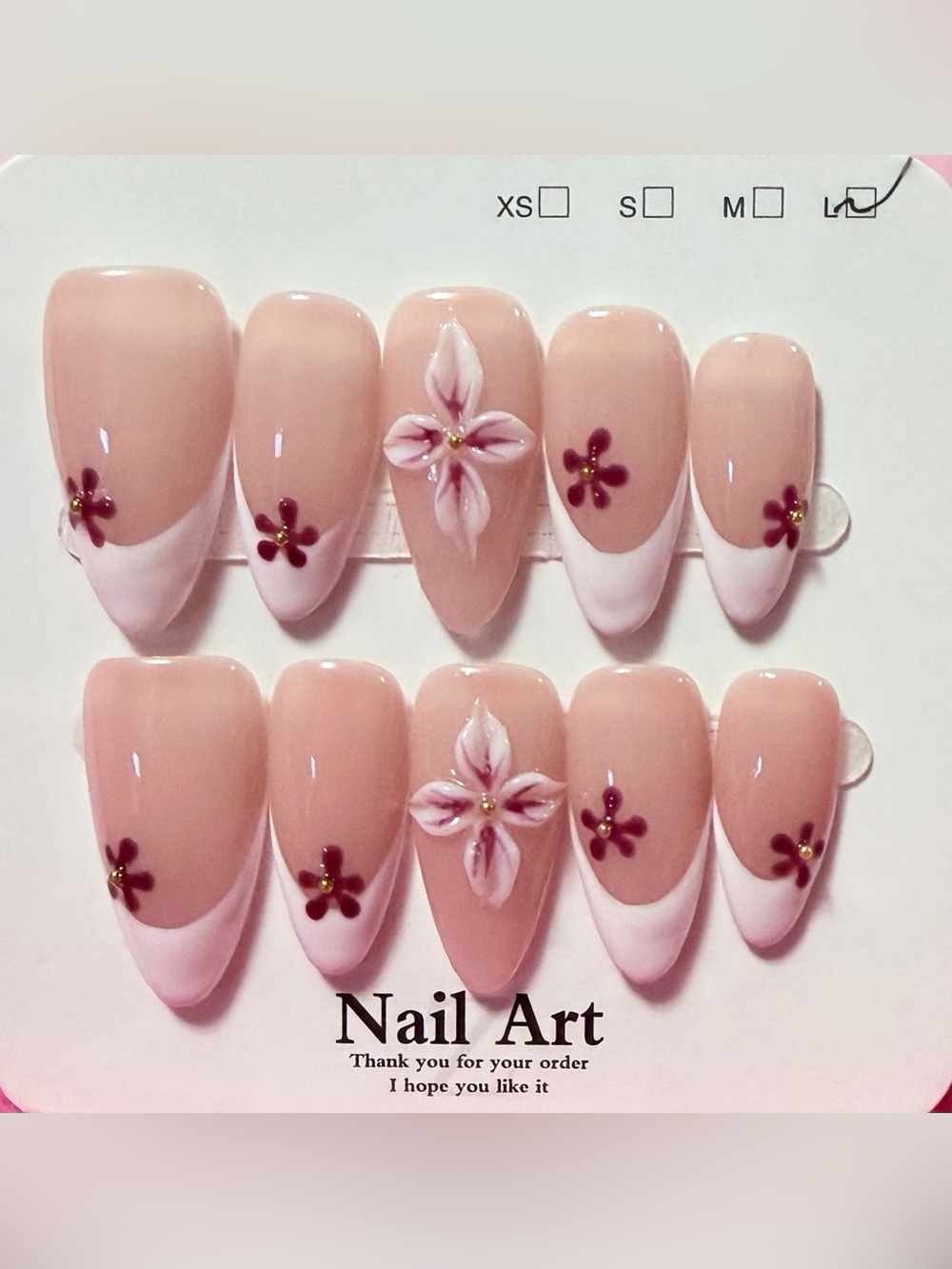 Nude Pink Floral Press-On Nail Set